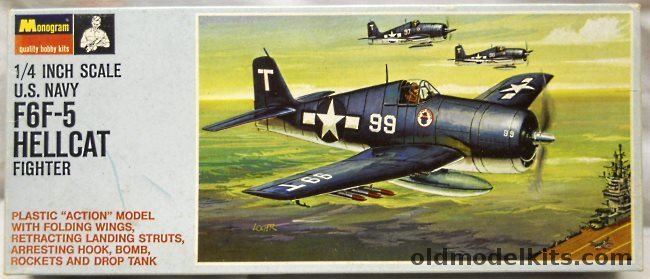 Monogram 1/48 Grumman F6F-5 Hellcat - (F6F5) Blue Box Issue, PA80-150 plastic model kit